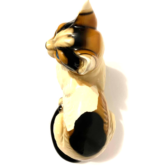 Vintage Harvey Knox Ceramic Calico Cat Blue Eyes Signed - Picture 3 of 15